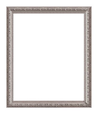 Beyaz arkaplanda izole edilmiş resimler, aynalar veya fotoğraf için gümüş çerçeve