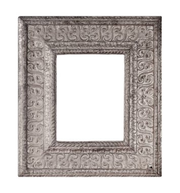 Beyaz arkaplanda izole edilmiş resimler, aynalar veya fotoğraf için gümüş çerçeve