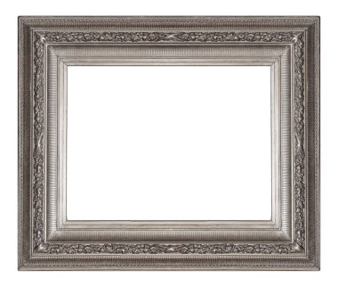 Beyaz arkaplanda izole edilmiş resimler, aynalar veya fotoğraf için gümüş çerçeve