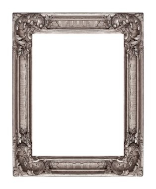 Beyaz arkaplanda izole edilmiş resimler, aynalar veya fotoğraf için gümüş çerçeve