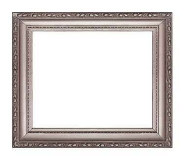 Beyaz arkaplanda izole edilmiş resimler, aynalar veya fotoğraf için gümüş çerçeve