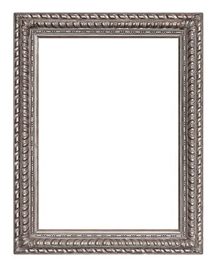 Beyaz arkaplanda izole edilmiş resimler, aynalar veya fotoğraf için gümüş çerçeve