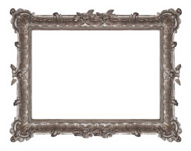 Beyaz arkaplanda izole edilmiş resimler, aynalar veya fotoğraf için gümüş çerçeve