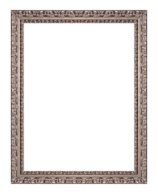 Beyaz arkaplanda izole edilmiş resimler, aynalar veya fotoğraf için gümüş çerçeve