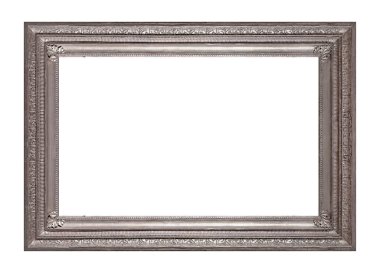 Beyaz arkaplanda izole edilmiş resimler, aynalar veya fotoğraf için gümüş çerçeve