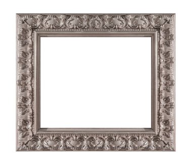 Beyaz arkaplanda izole edilmiş resimler, aynalar veya fotoğraf için gümüş çerçeve