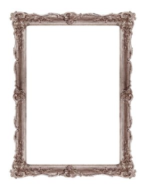 Beyaz arkaplanda izole edilmiş resimler, aynalar veya fotoğraf için gümüş çerçeve