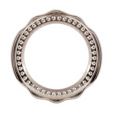 Beyaz arkaplanda izole edilmiş resimler, aynalar veya fotoğraf için gümüş çerçeve