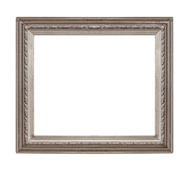 Beyaz arkaplanda izole edilmiş resimler, aynalar veya fotoğraf için gümüş çerçeve