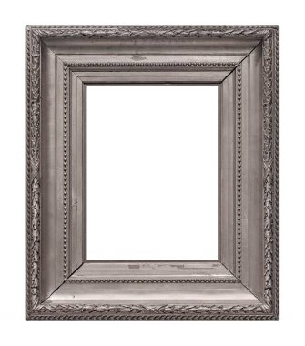 Beyaz arkaplanda izole edilmiş resimler, aynalar veya fotoğraf için gümüş çerçeve