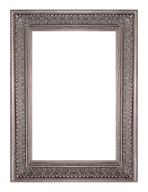 Beyaz arkaplanda izole edilmiş resimler, aynalar veya fotoğraf için gümüş çerçeve