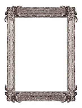Beyaz arkaplanda izole edilmiş resimler, aynalar veya fotoğraf için gümüş çerçeve