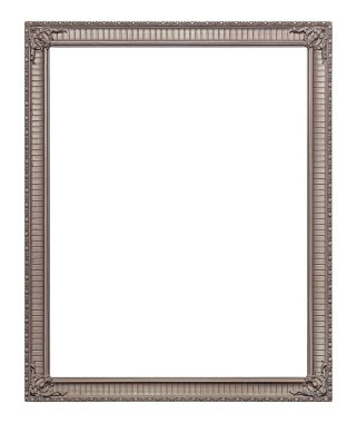 Beyaz arkaplanda izole edilmiş resimler, aynalar veya fotoğraf için gümüş çerçeve