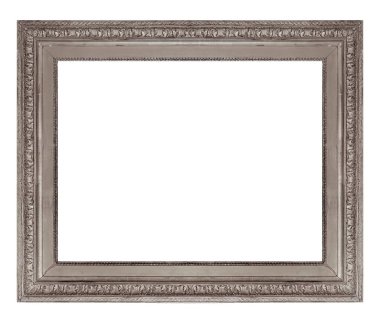 Beyaz arkaplanda izole edilmiş resimler, aynalar veya fotoğraf için gümüş çerçeve