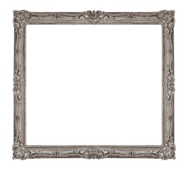 Beyaz arkaplanda izole edilmiş resimler, aynalar veya fotoğraf için gümüş çerçeve