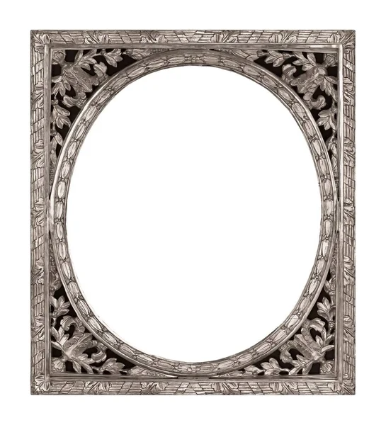 Серебряная Рамка Картин Зеркал Фотографий Белом Фоне — стоковое фото