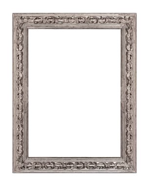 Beyaz arkaplanda izole edilmiş resimler, aynalar veya fotoğraf için gümüş çerçeve
