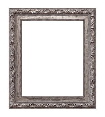 Beyaz arkaplanda izole edilmiş resimler, aynalar veya fotoğraf için gümüş çerçeve