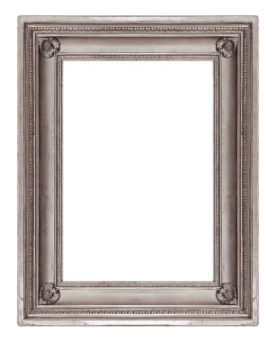 Beyaz arkaplanda izole edilmiş resimler, aynalar veya fotoğraf için gümüş çerçeve