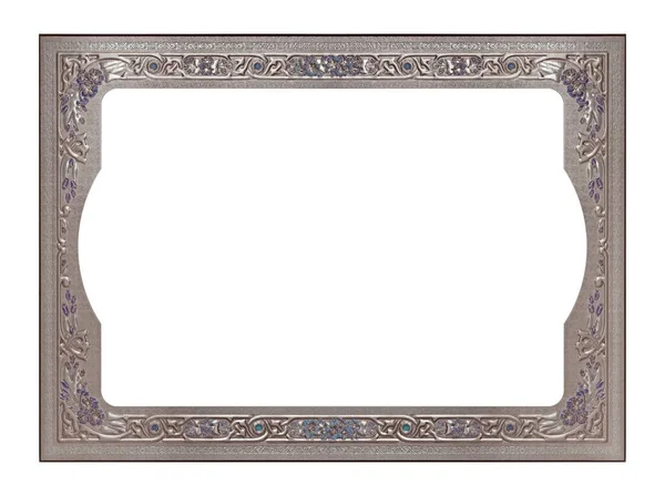 Bingkai Perak Untuk Lukisan Cermin Atau Foto Yang Terisolasi Pada — Stok Foto