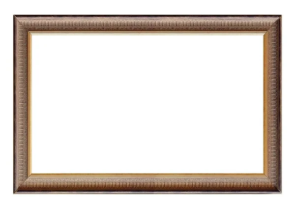 Panoramic Golden Frame Paintings Mirrors Photo Isolated White Background — Stock Photo, Image