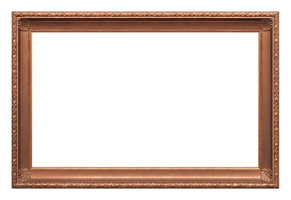 Panoramatický Zlatý Rám Pro Obrazy Zrcadla Nebo Fotografie Izolované Bílém — Stock fotografie