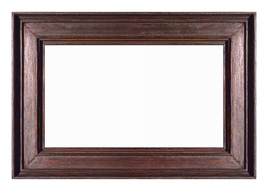 Beyaz arkaplanda izole edilmiş resimler, aynalar veya fotoğraf için panoramik ahşap çerçeve