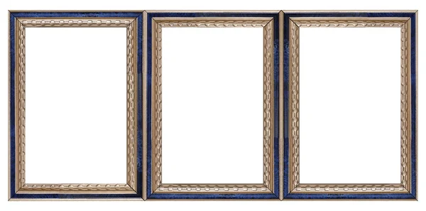 Trojitý Zlatý Rám Triptych Pro Obrazy Zrcadla Nebo Fotografie Izolované — Stock fotografie
