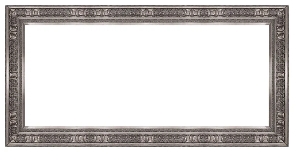 Panoramiczna Srebrna Ramka Obrazy Lustra Lub Zdjęcie Odizolowane Białym Tle — Zdjęcie stockowe