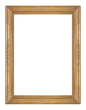 Beyaz arkaplanda izole edilmiş resimler, aynalar veya fotoğraf için altın çerçeve