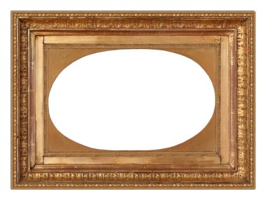 Beyaz arkaplanda izole edilmiş resimler, aynalar veya fotoğraf için altın çerçeve