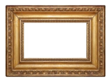 Beyaz arkaplanda izole edilmiş resimler, aynalar veya fotoğraf için altın çerçeve