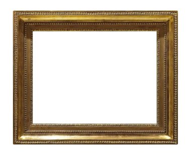 Beyaz arkaplanda izole edilmiş resimler, aynalar veya fotoğraf için altın çerçeve