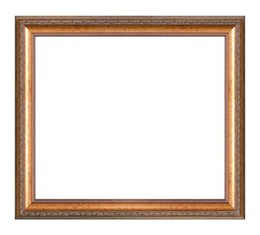 Beyaz arkaplanda izole edilmiş resimler, aynalar veya fotoğraf için altın çerçeve