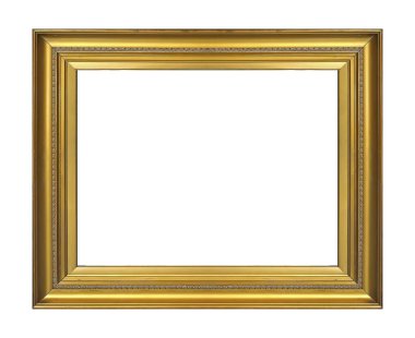 Beyaz arkaplanda izole edilmiş resimler, aynalar veya fotoğraf için altın çerçeve