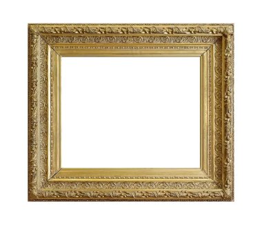 Beyaz arkaplanda izole edilmiş resimler, aynalar veya fotoğraf için altın çerçeve