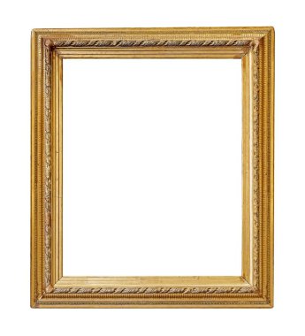 Beyaz arkaplanda izole edilmiş resimler, aynalar veya fotoğraf için altın çerçeve