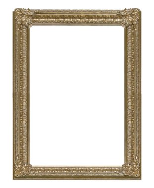 Beyaz arkaplanda izole edilmiş resimler, aynalar veya fotoğraf için altın çerçeve