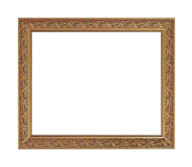 Beyaz arkaplanda izole edilmiş resimler, aynalar veya fotoğraf için altın çerçeve