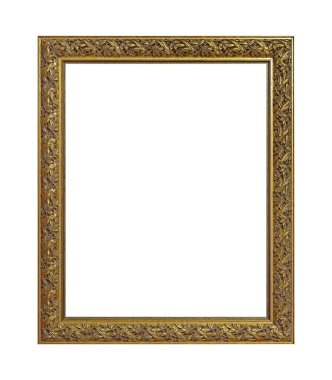 Beyaz arkaplanda izole edilmiş resimler, aynalar veya fotoğraf için altın çerçeve