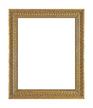 Beyaz arkaplanda izole edilmiş resimler, aynalar veya fotoğraf için altın çerçeve