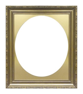 Beyaz arkaplanda izole edilmiş resimler, aynalar veya fotoğraf için altın çerçeve