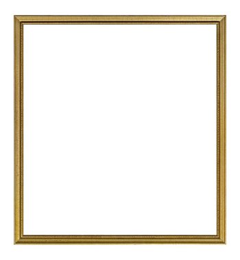 Beyaz arkaplanda izole edilmiş resimler, aynalar veya fotoğraf için altın çerçeve