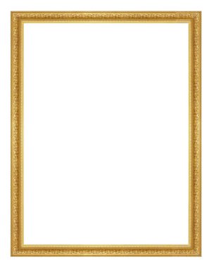 Beyaz arkaplanda izole edilmiş resimler, aynalar veya fotoğraf için altın çerçeve