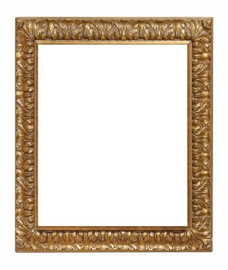 Beyaz arkaplanda izole edilmiş resimler, aynalar veya fotoğraf için altın çerçeve