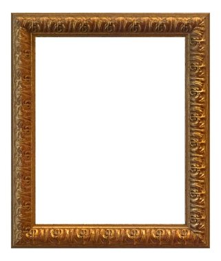 Beyaz arkaplanda izole edilmiş resimler, aynalar veya fotoğraf için altın çerçeve