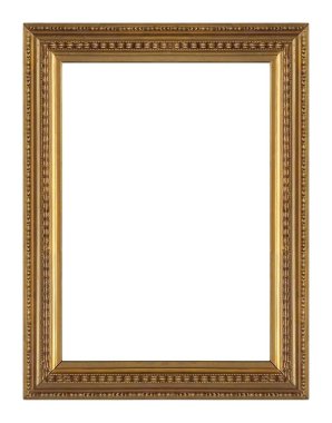 Beyaz arkaplanda izole edilmiş resimler, aynalar veya fotoğraf için altın çerçeve