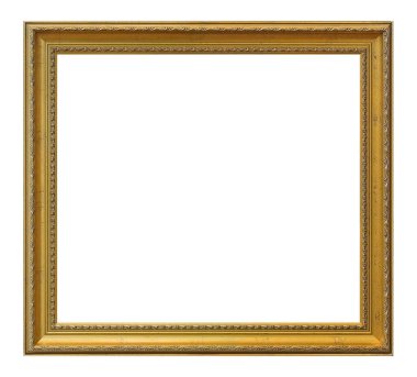 Beyaz arkaplanda izole edilmiş resimler, aynalar veya fotoğraf için altın çerçeve