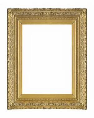 Beyaz arkaplanda izole edilmiş resimler, aynalar veya fotoğraf için altın çerçeve