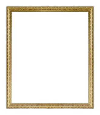 Beyaz arkaplanda izole edilmiş resimler, aynalar veya fotoğraf için altın çerçeve